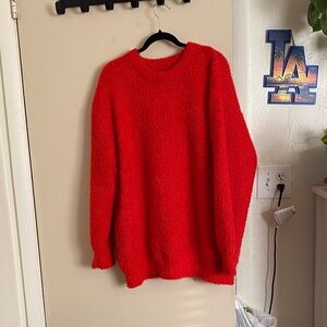 Vibrant Red Women's Crew Neck Sweater